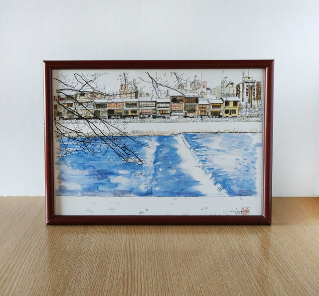 絵画　水彩画　風景画　「残雪」　shiro作　額付き　F8サイズ 楽天市場】【ふるさと納税】【鎌倉高校前】鎌倉の風景水彩画[A4