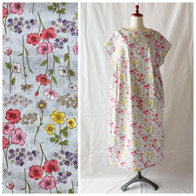 クラシカルなシェルワンピース：110m丈（プリマヴェラ：ブルーグレー）