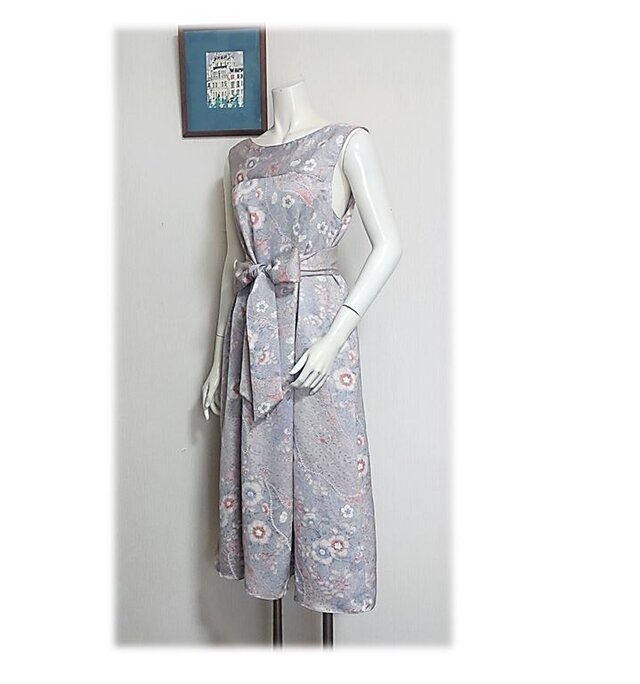 369　Lサイズ　Aラインワンピース　ジャンパースカート　辻が花　オールシーズン