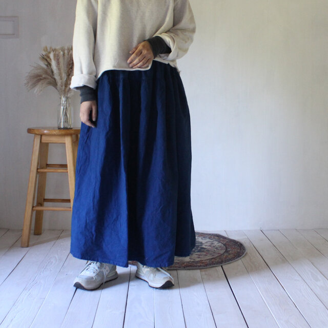 cotton tiered skirt / 群青色 /草木染め 藍染め