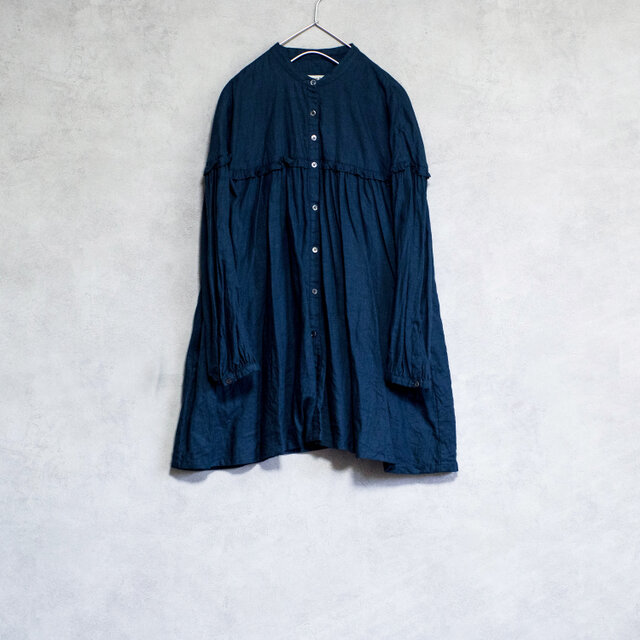 フリル飾りチュニック　錆鼠色（さびねず色）