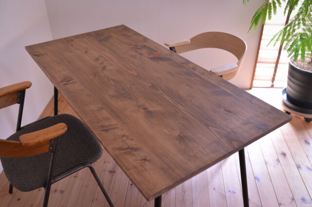 無垢材ひのき×アイアン・ワークデスク・アンティーク仕上げ | iichi