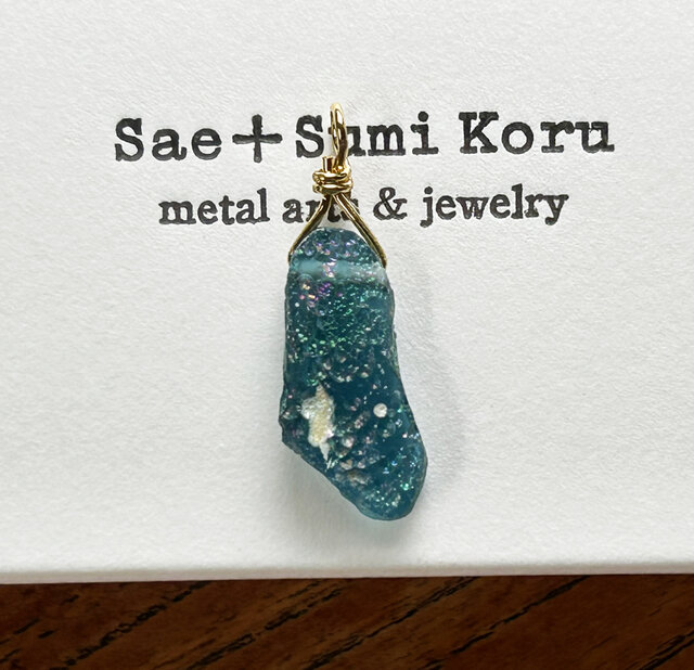 K24純金◇アフガニスタン産◇ローマンガラス・ペンダントトップⅠ