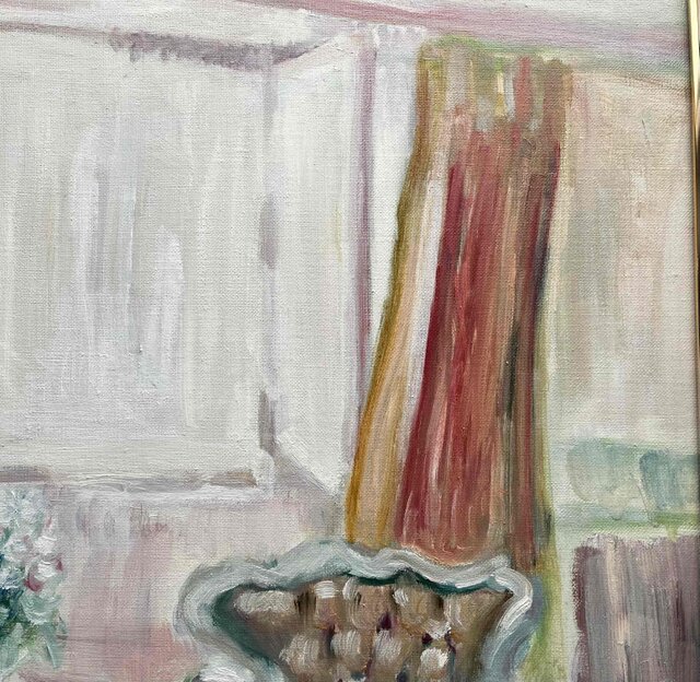 46×53㎝「窓辺の椅子とテーブル」油彩・額装・原画・F10 原画「窓辺の椅子とテーブル」F10・油彩画 額装（3枚目の画像) | iichi