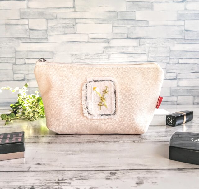22Fabric 内ポケット付きミニポーチ　ぺったリーフ　ピンク 22Fabric 内ポケット付きミニポーチ ぺったリーフ ピンク