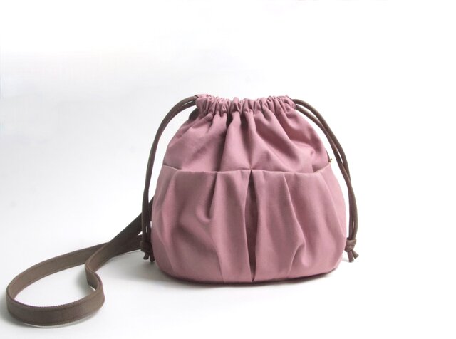 ころんと♪ニュアンスタックポケット ミニショルダーバッグ 巾着バッグ