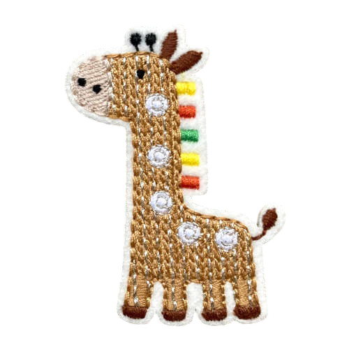 アップリケワッペン ラメステッチ きりん ST 麒麟 キリン 幼稚園 アニマル 動物園 W-2104