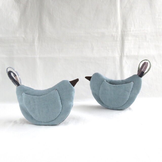 とりミトン　　ブルー　　