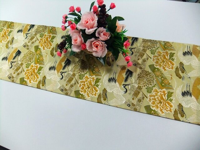 16)1976】182cm/大正昭和時代の帯からリメイク/宝巻・鶴文様