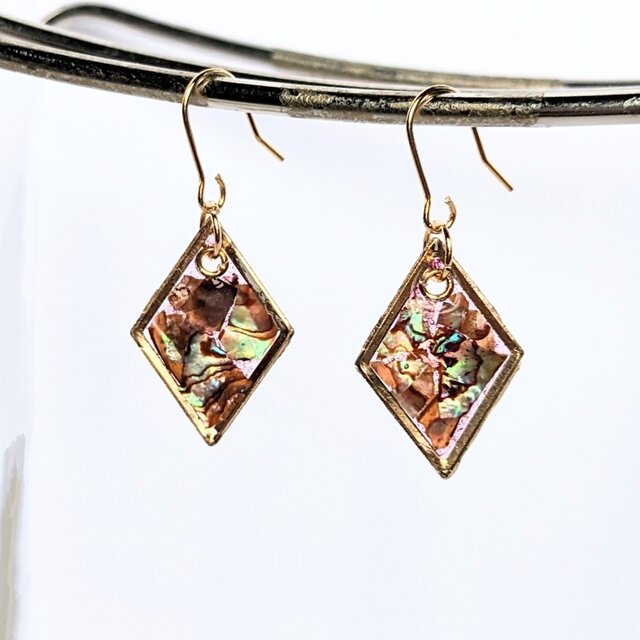 マーブル螺鈿ダイヤピアスイヤリング1935