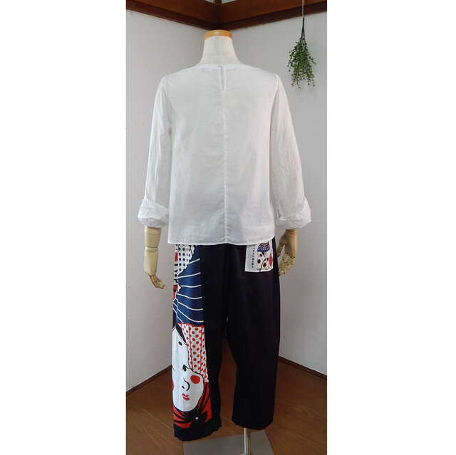 手ぬぐいリメイクサルエルパンツ おかめひょっとこ | iichi 日々