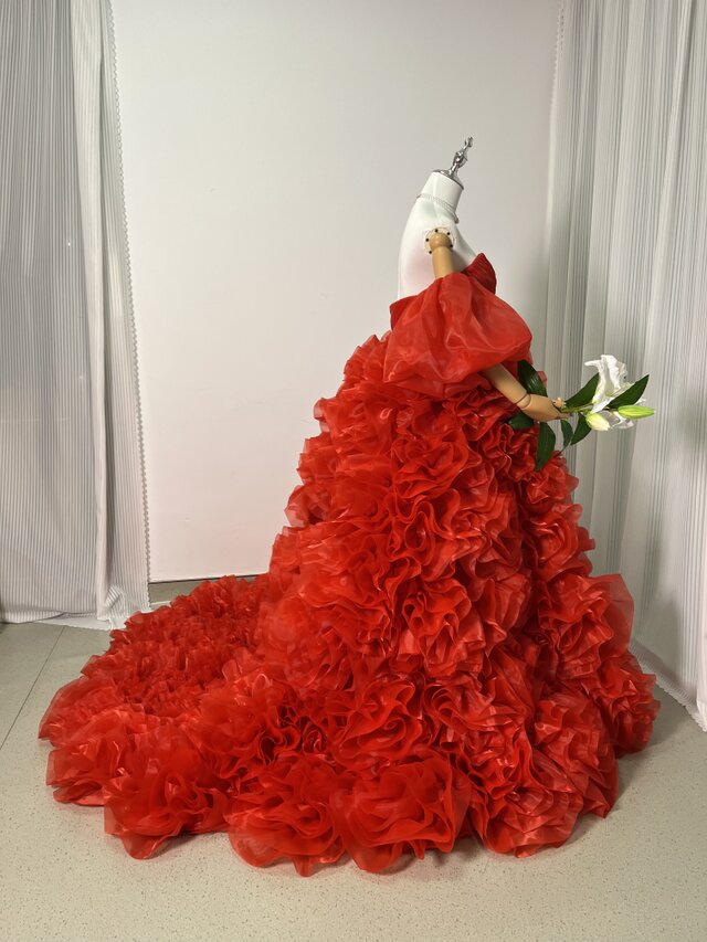 ドレス オーガンジー 赤 ドレスプラス DRESS ストール ショール