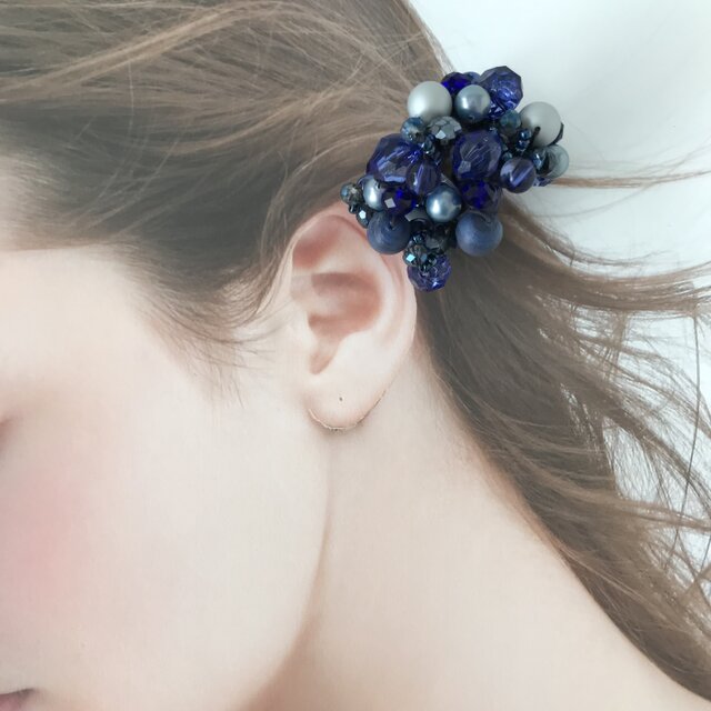 ハーフ シュシュ☆ビーズ ヘアゴム☆ハンドメイド ショート