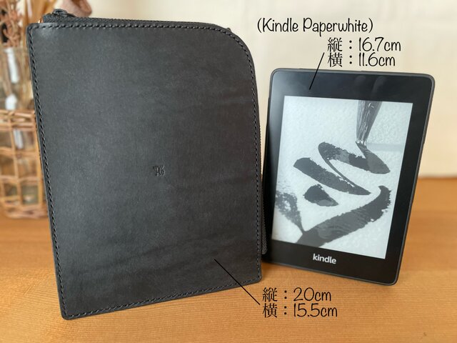 外へ持ち歩きたくなる♪レザーで作ったKindleケース（ブラック