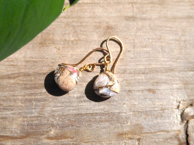 コッパーピンクオパールピアス 14kgf マロン CopperPinkOpal | iichi