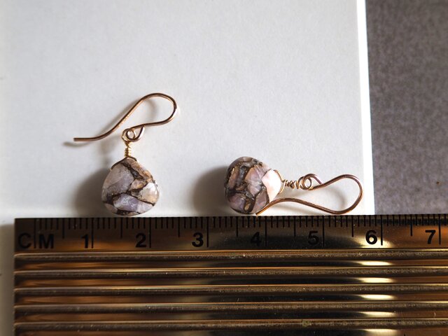 コッパーピンクオパールピアス 14kgf マロン CopperPinkOpal | iichi