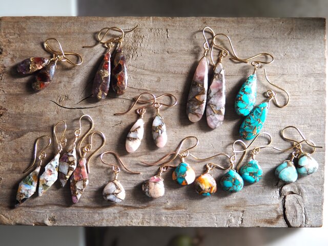 コッパーピンクオパールピアス 14kgf マロン CopperPinkOpal | iichi