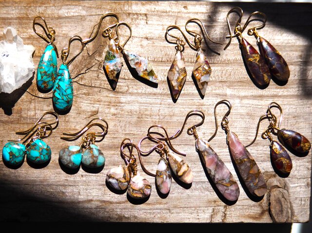 3☆8◇ラピスラズリコッパー アメリカンピアス✧14kgf 3☆8