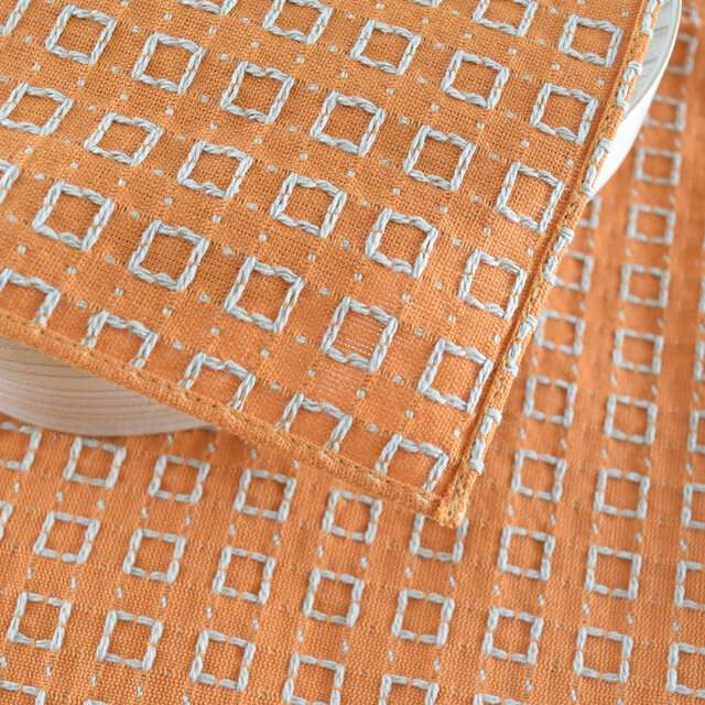 風呂敷 日本のかたち 四角刺子 先染ふろしき オレンジ 弁当箱包み 綿