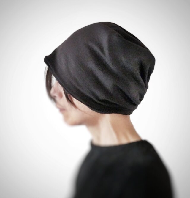 ターバンな帽子　黒リバーシブルB　送料無料