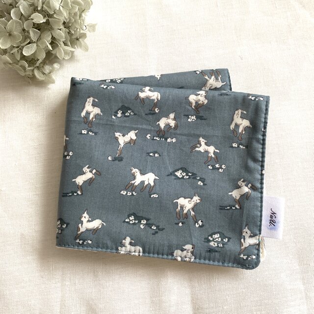 リバティ×オーガニックコットンのハンカチ/ホワイト