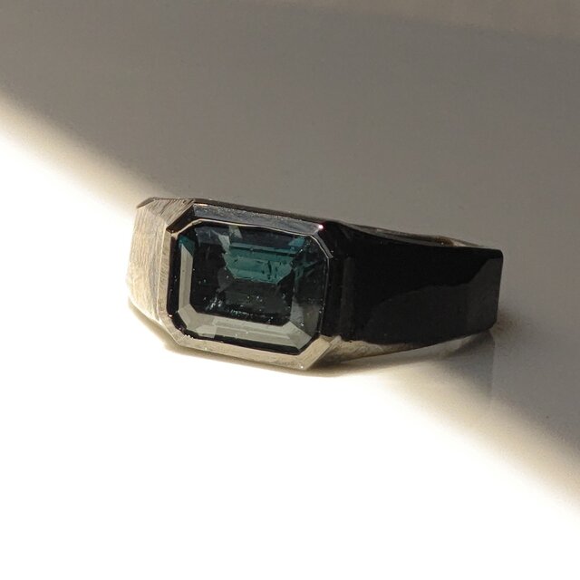 ロンドンブルートパーズ　1.7ct　オクタゴンカット　Brack印台　シルバーSV925リング