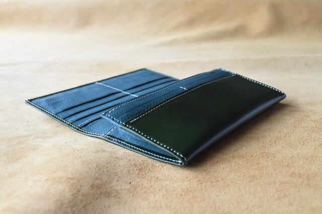 本革長財布 グリーン×オルテンシア 高級イタリアンレザー使用 | iichi
