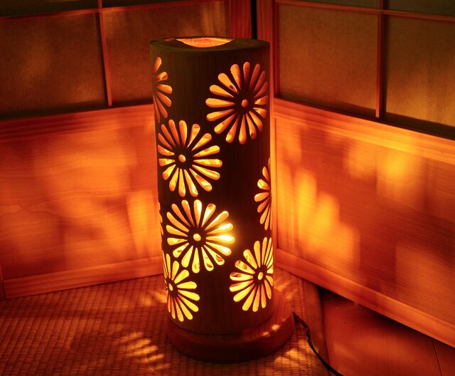 ◆全面彫◆竹灯り・竹あかり・竹灯籠　 ～～ 癒しの灯り ★秋華★～～ ◇全面彫・極太竹◇竹灯り・竹あかり・竹灯籠 ～～ 癒しの灯り ☆華火