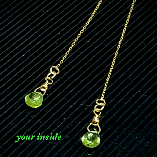 ペリドット アメリカン 天然石 ピアス ゴールドカラー