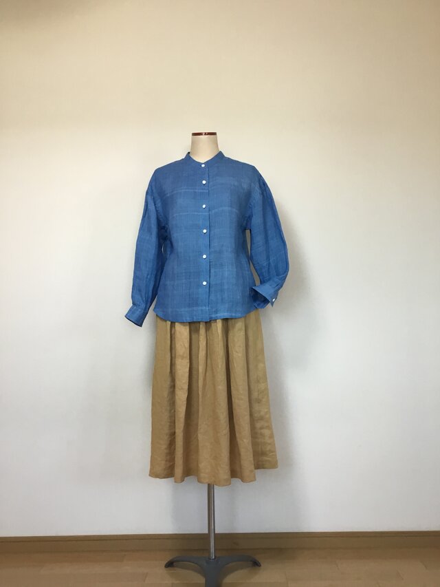 麻のブラウス　　　着物リメイク