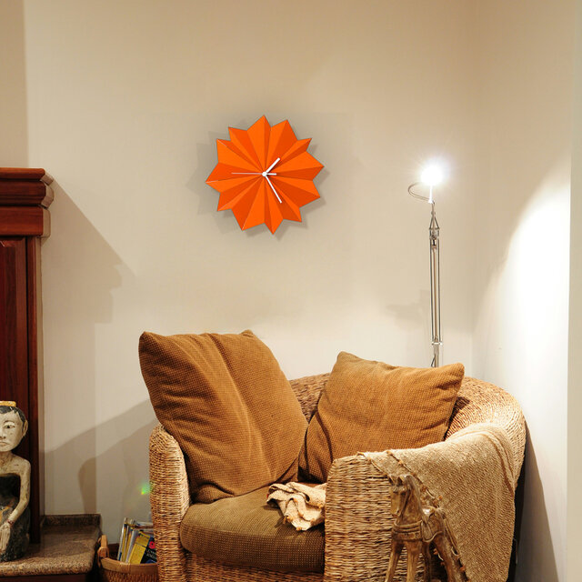 Origamiレッド - スチームパンクな室内用壁掛け時計、魅力的な時計、頑丈な時計