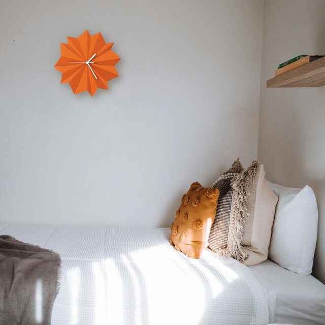 Origamiレッド - スチームパンクな室内用壁掛け時計、魅力的な時計