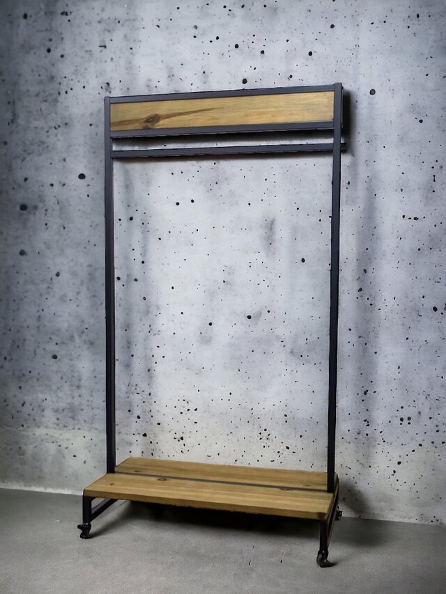 OLD FIR WOOD × BALCK STEEL HANGER RACK 90