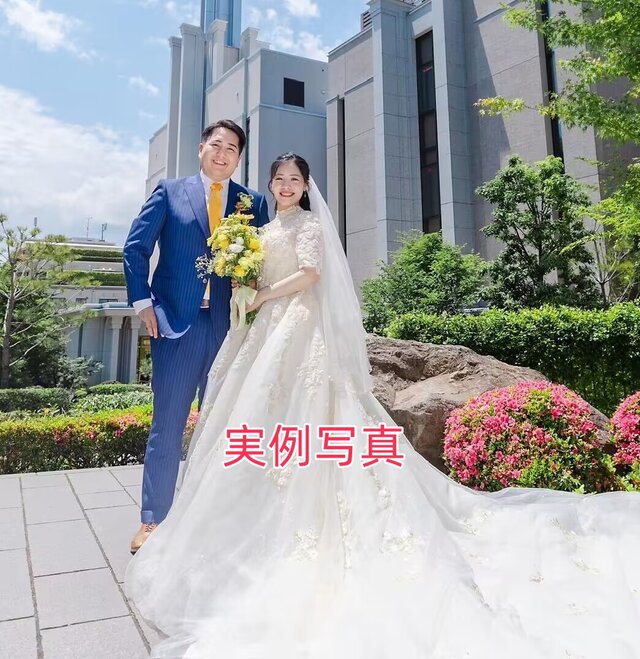 実例写真！ウェディングドレス 韓国風ドレス 半袖 プリンセスライン 華やかなトレーン 結婚式 iichi  日々の暮らしを心地よくするハンドメイドやアンティークのマーケットプレイス