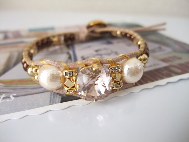 *bijou×pink cotton pearl*ブレスの画像1枚目