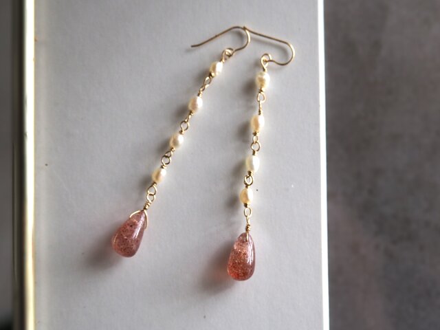 ストロベリークォーツピアス 14kgf Strawberry Quartz | iichi 日々の