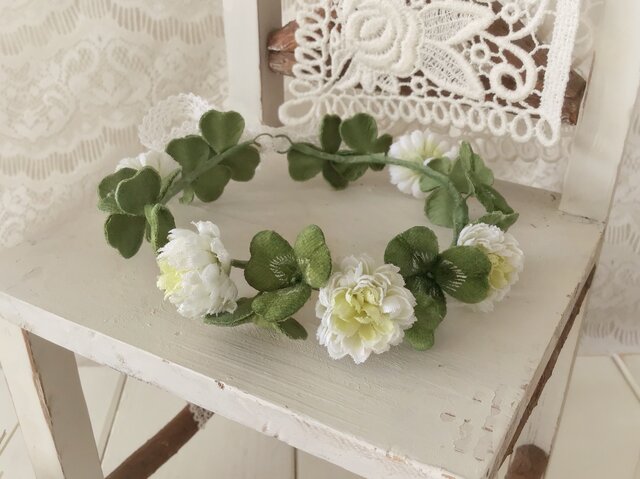 ②アンティーク　布花　薔薇　フランス　ビスクドール 花冠　ハンドメイド　素材 ①アンティーク 布花 薔薇 フランス ビスクドール 花冠