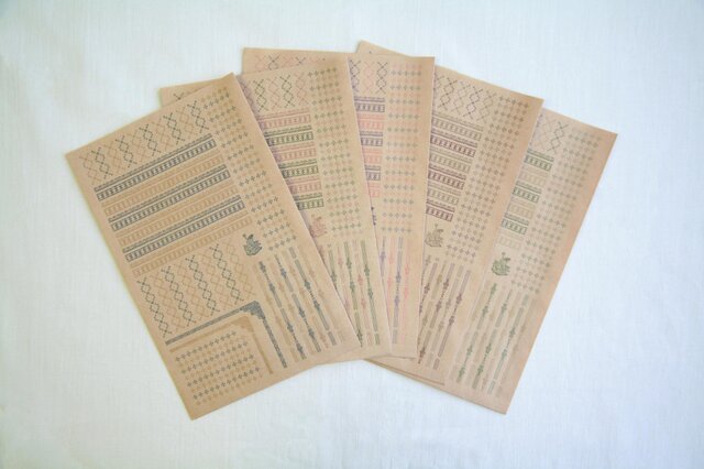 ✧1点物✧ステキな紙モノ✧オリジナル平袋✧vintage victorian✧ 平 袋 <彩> 〔retro pattern series〕 3枚入り 明治レトロ柄 活版印刷