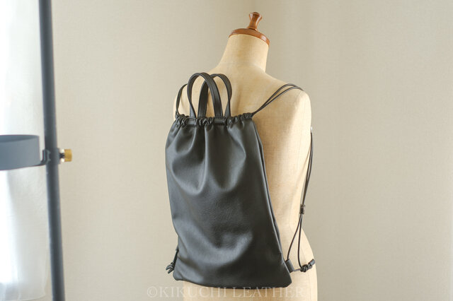 WATERPROOF LEATHER》レザーナップサック black | iichi 日々の