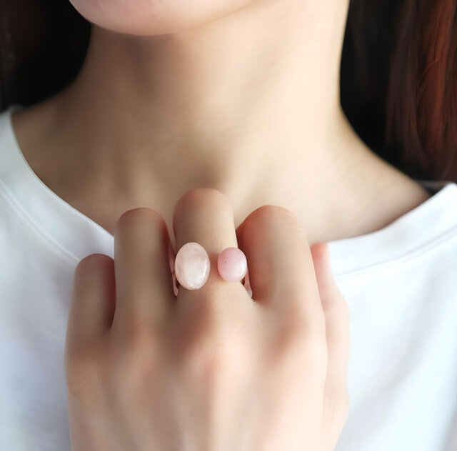 グァバクォーツのハートとピンクモルガナイト 大人ピンク！天然石モルガナイトとグァバクォーツのフォーク