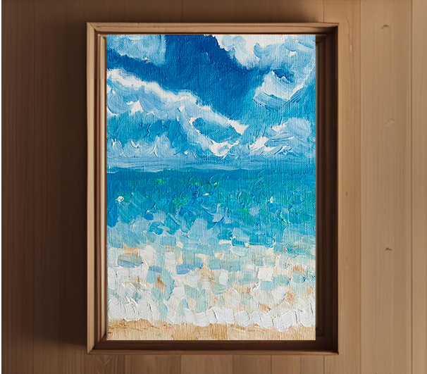 原画「晴れた日の海 6」サムホール・油彩 | iichi 日々の暮らしを