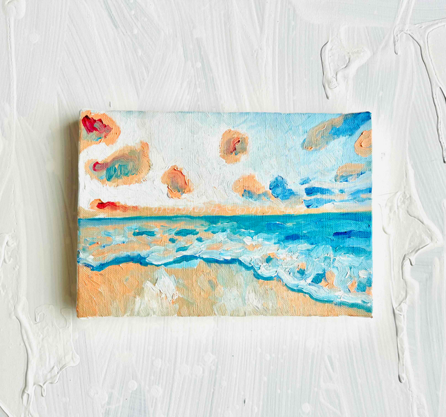 原画「朝の海 7」サムホール・油彩画 | iichi 日々の暮らしを心地よく 