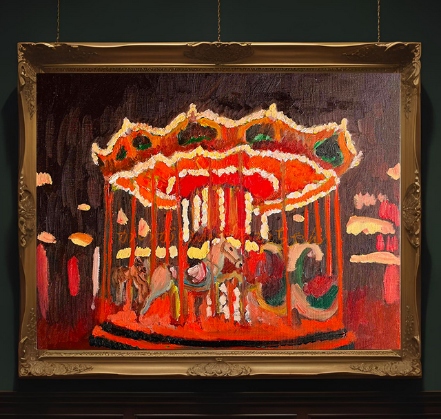 32×41㎝「夜のメリーゴーランド」油彩画・原画・F6 32×41㎝「夜のメリーゴーランド5」原画・油彩画・F6 | iichi