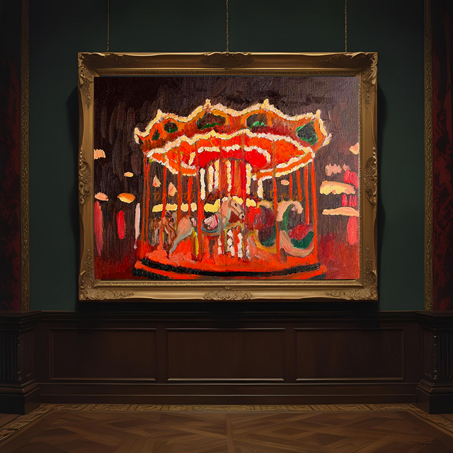 32×41㎝「夜のメリーゴーランド」油彩画・原画・F6 32×41㎝「夜のメリーゴーランド2」原画・油彩画・F6 | iichi