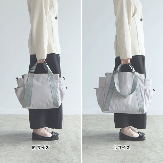 Lサイズ］10ポケットトートバッグ 撥水加工リサイクルナイロン