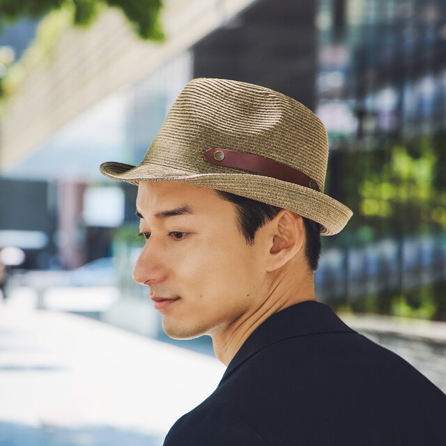 Dion ディオン 麻調ブレード・ハット ブラウン 59cm [UK-H131-BR]