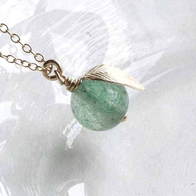 青りんごの天然石 ピアス＆ネックレスセット｜14Kgf アレルギー対応