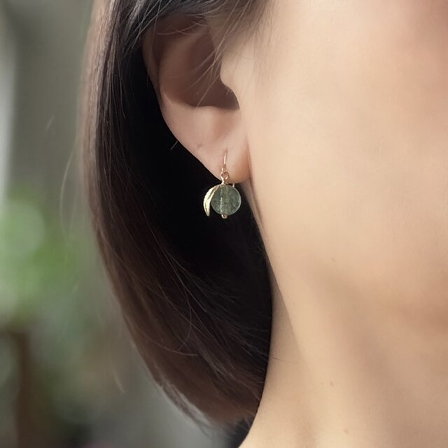 青りんごの天然石 ピアス＆ネックレスセット｜14Kgf アレルギー対応