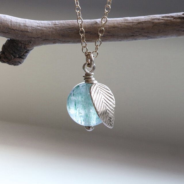 青りんごの天然石ネックレス｜グリーンアベンチュリン 14Kgf