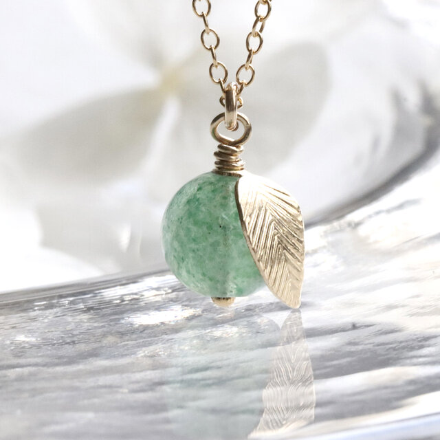 青りんごの天然石ネックレス｜グリーンアベンチュリン 14Kgf